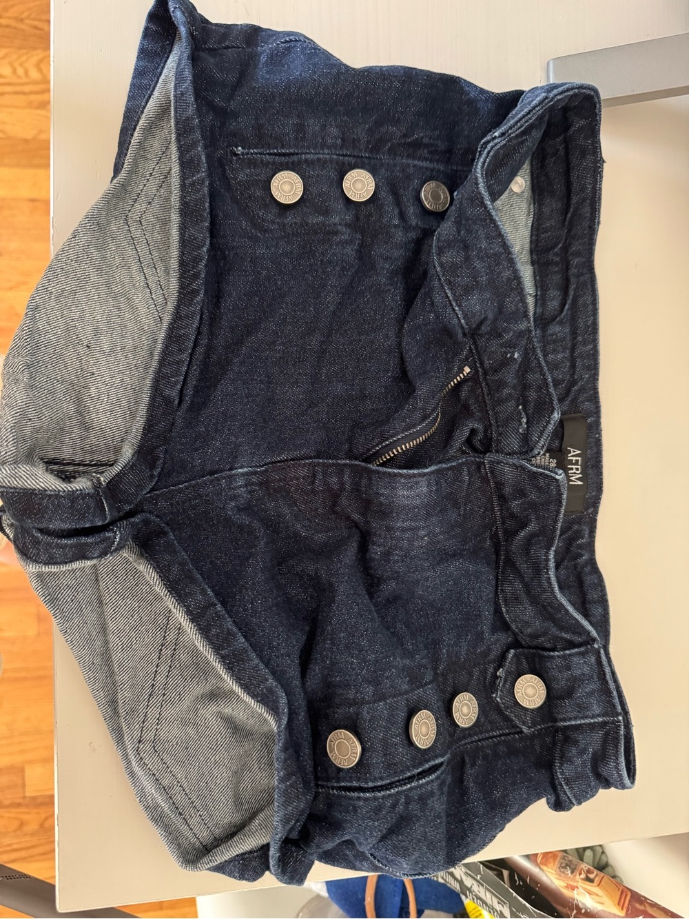 AFRM Dark Indigo Denim shorts